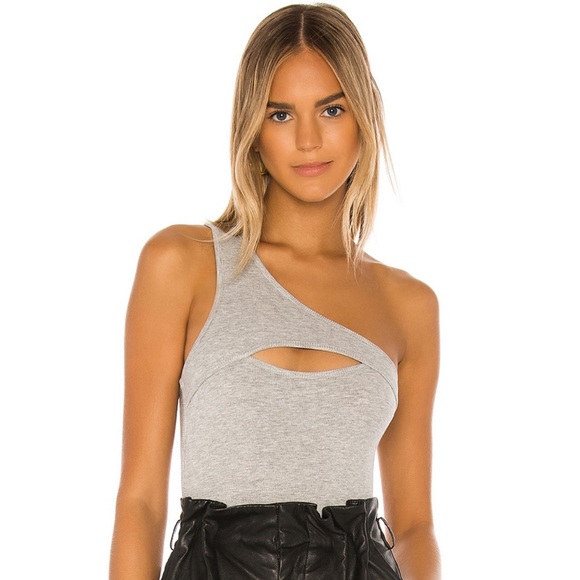 Superdown Gray One-Shoulder Bodysuit - Picture 1 of 4
